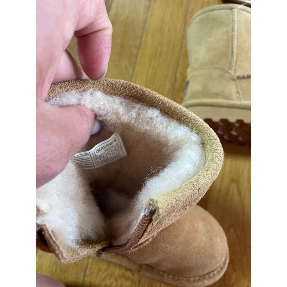 Bearpaw Elle Toddler Zipper Hickory Suede Wool Blend Winter Boots‎ Size 7T NEW